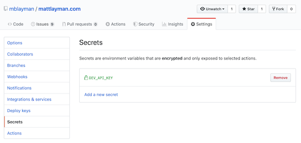 GitHub secrets